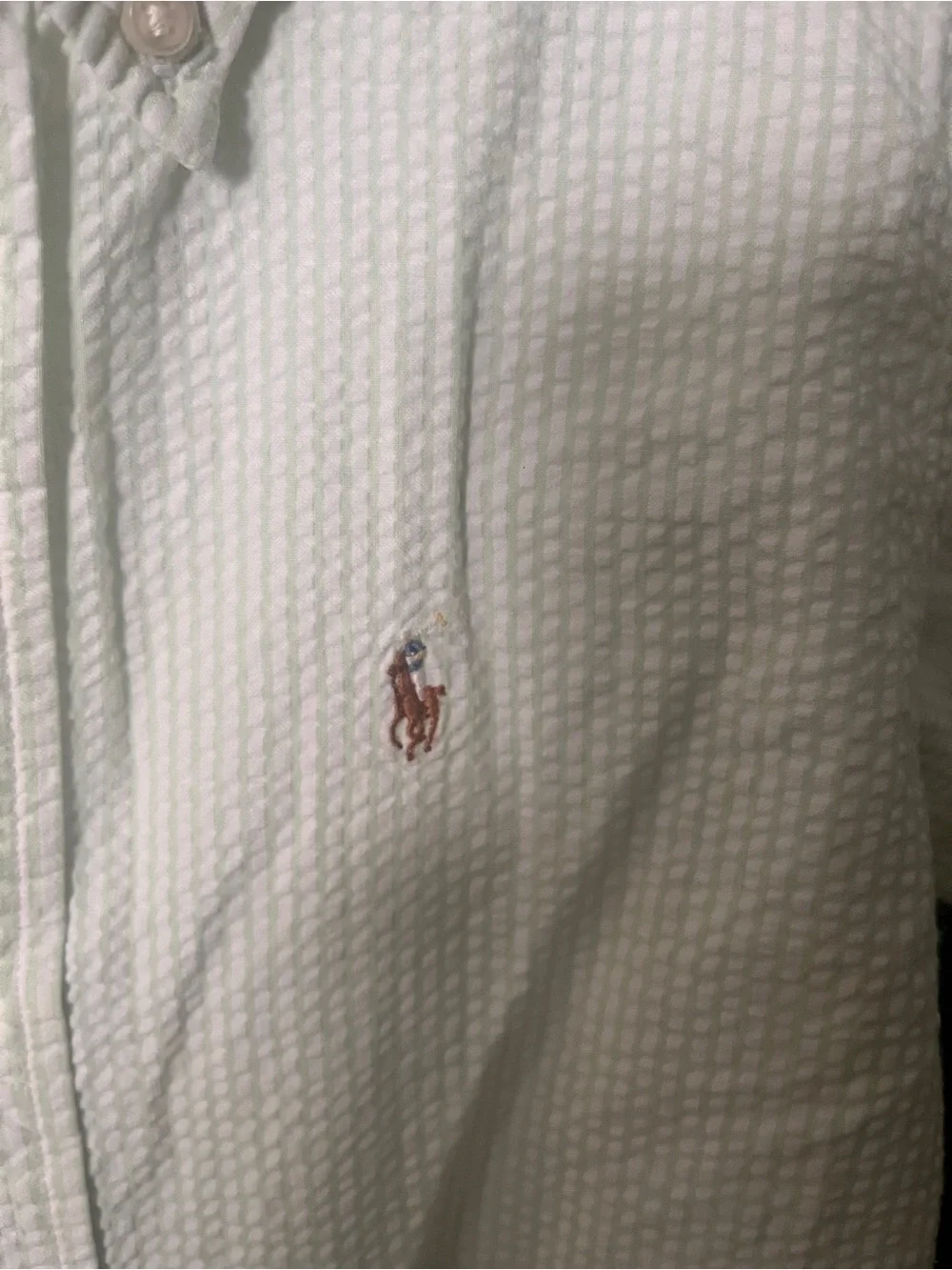 Ralph Lauren Mint Green Seersucker Short-Sleeve Button-Down Shirt